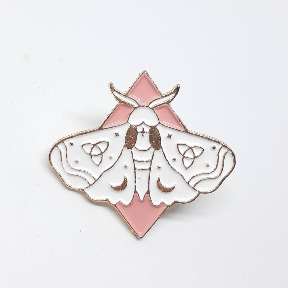 Celestial moth enamel pin